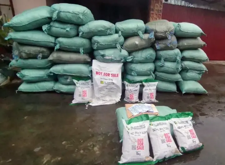The five suspects were arrested in a buy-bust operation. They were caught selling DA hybrid rice seeds to a CIDG agent posing as a buyer.